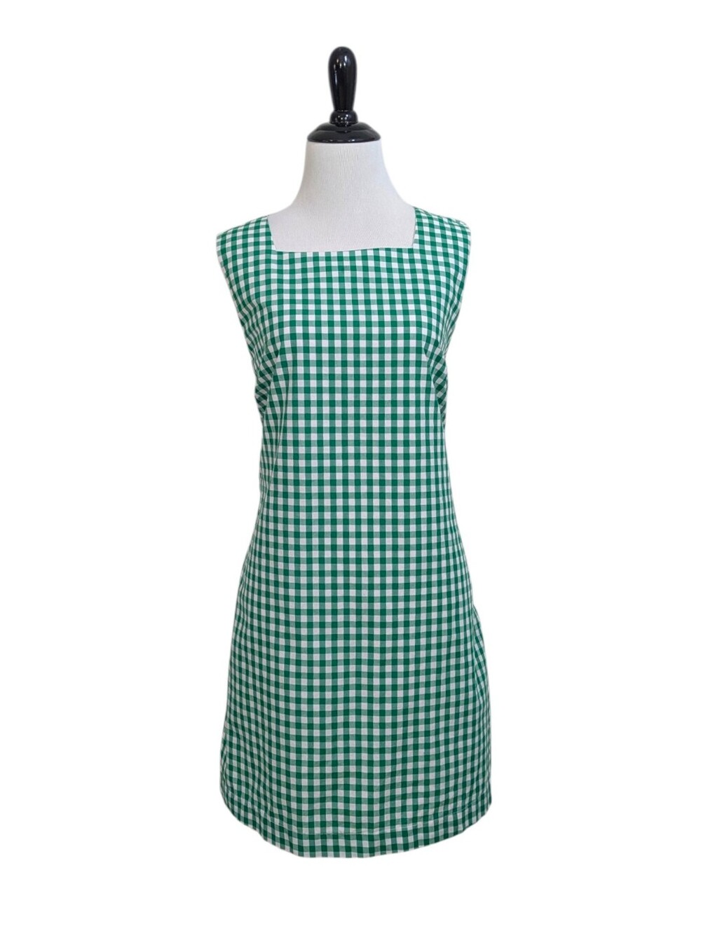 RNWK Green Gingham 100% Cotton Shift Dress - Size Large Womens - Plaid Check